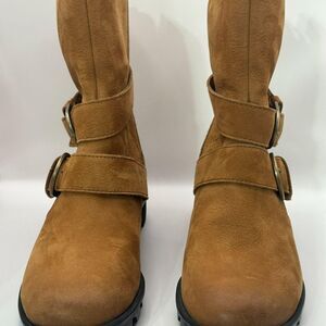Sorel Tan Brown Shearling Buckle Boots Women 7 Cozy Winter Chic